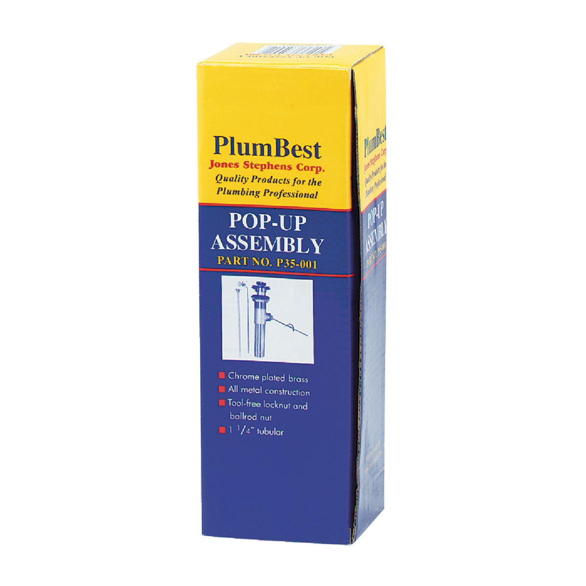 Jones Stephens 1-1/4 In. Chrome-Plated Brass Pop-Up Assembly Image 2