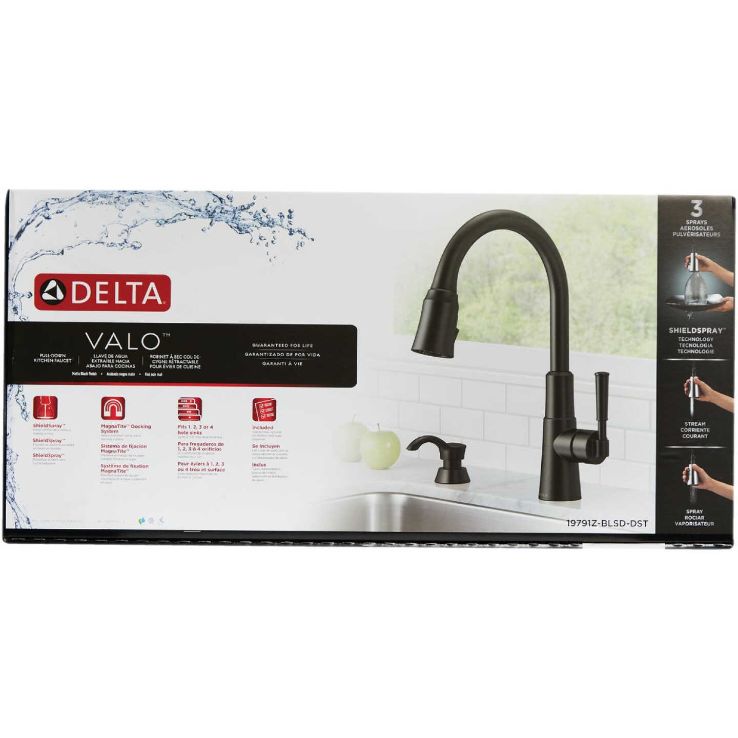 Delta Valo 1-Handle Pull-Down Kitchen Faucet with Soap Dispenser, Matte Black Image 9