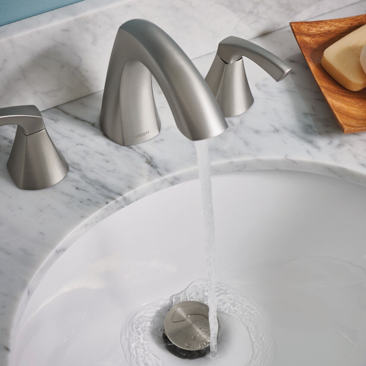 Moen Lindor 2-Handle Lever Widespread Bathroom Faucet, Spot Resist Brushed Nickel Image 3