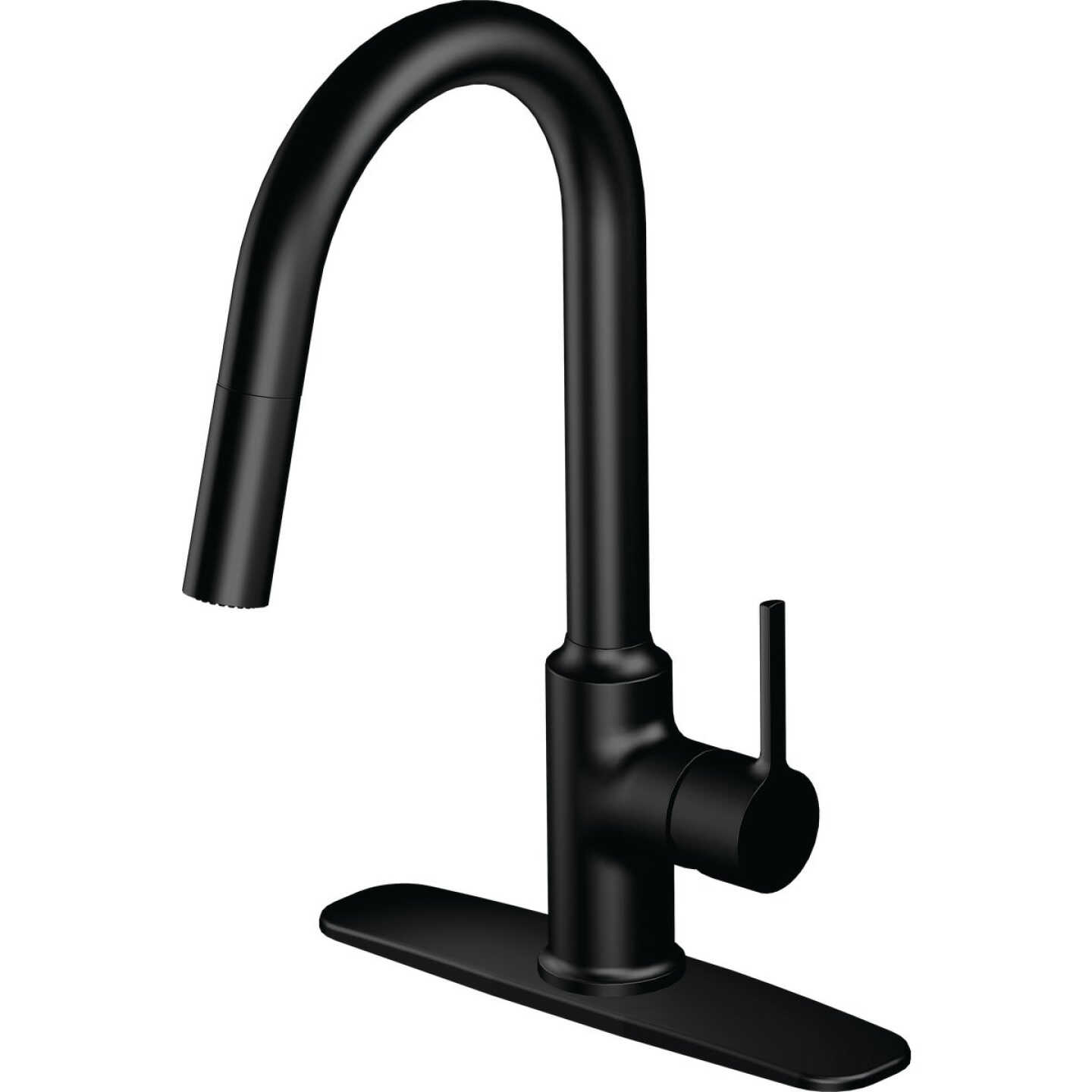 Home Impressions Contemporary Builder 1-Handle Lever Pull-Down Kitchen Faucet, Matte Black Image 1