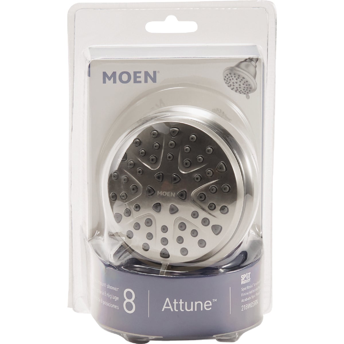 Moen Attune 8-Spray Pattern 4 In. Wall Mount Fixed Shower Head, Spot Resistant Brushed Nickel Image 4