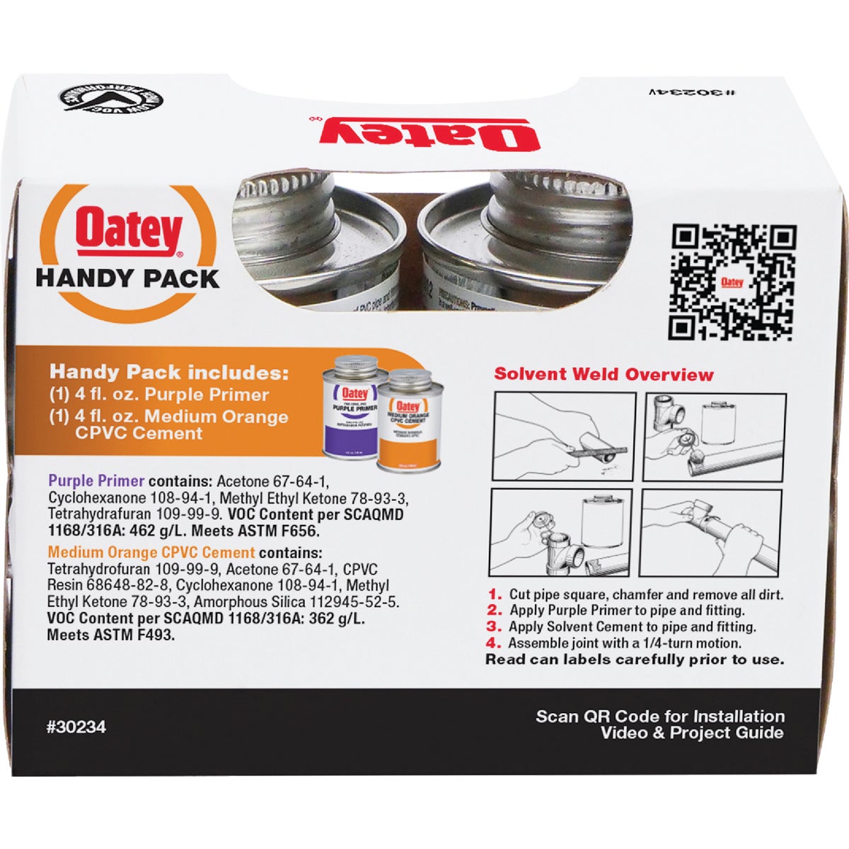 Oatey 4 Oz. Low Voc Primer & Cement PVC Cement Kit Image 2