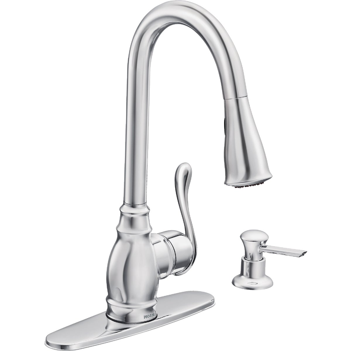 Moen Anabelle 1-Handle Lever Pull-Down Kitchen Faucet with Soap Dispenser, Chrome Image 1