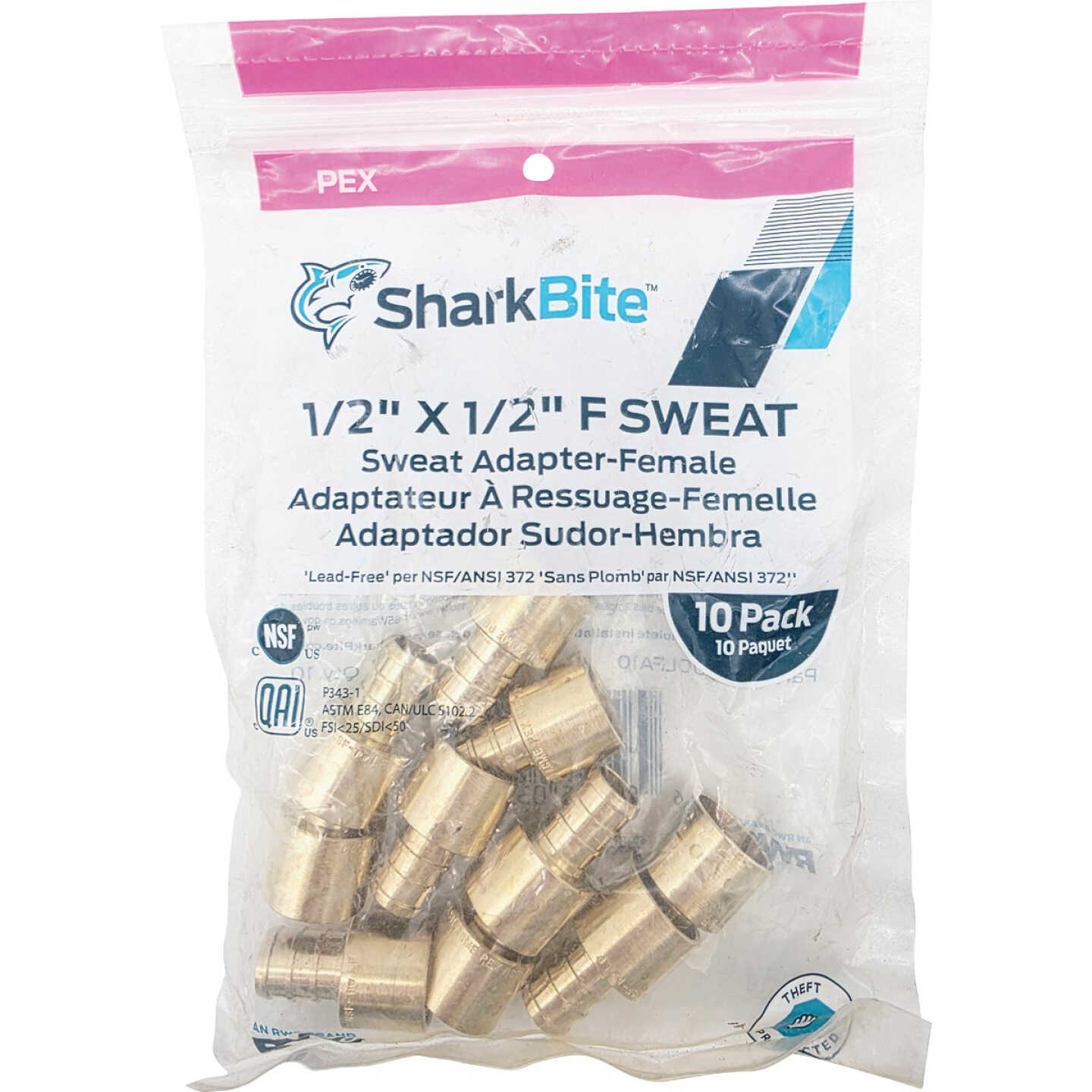 SharkBite 1/2 In. Female Sweat x 1/2 In. CF Brass PEX Adapter (10-Pack) Image 2