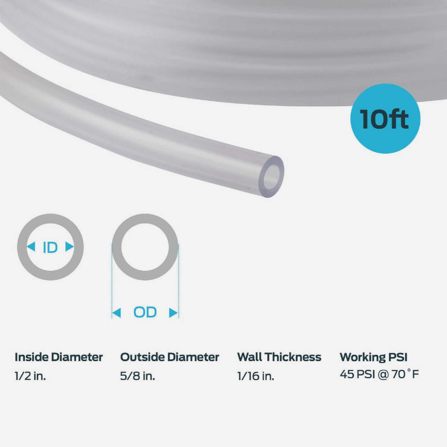 Eastman EZ-Flo 10 Ft. Clear Vinyl Tubing 1/2 In. ID x 5/8 In. OD Image 2