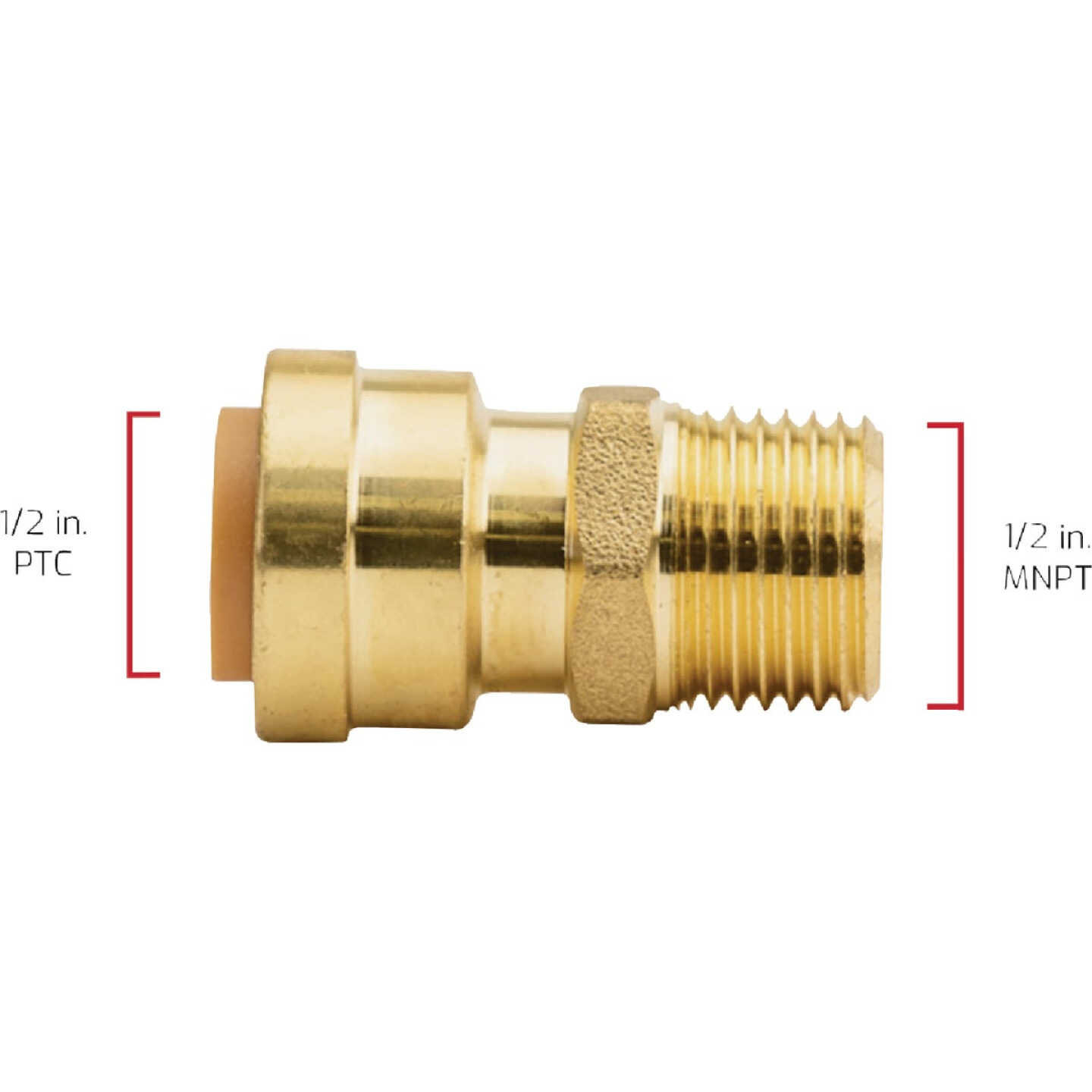QuickFitting 1/2 In. Push-to-Connect x 1/2 In. MNPT Brass Straight Male Adapter Image 4