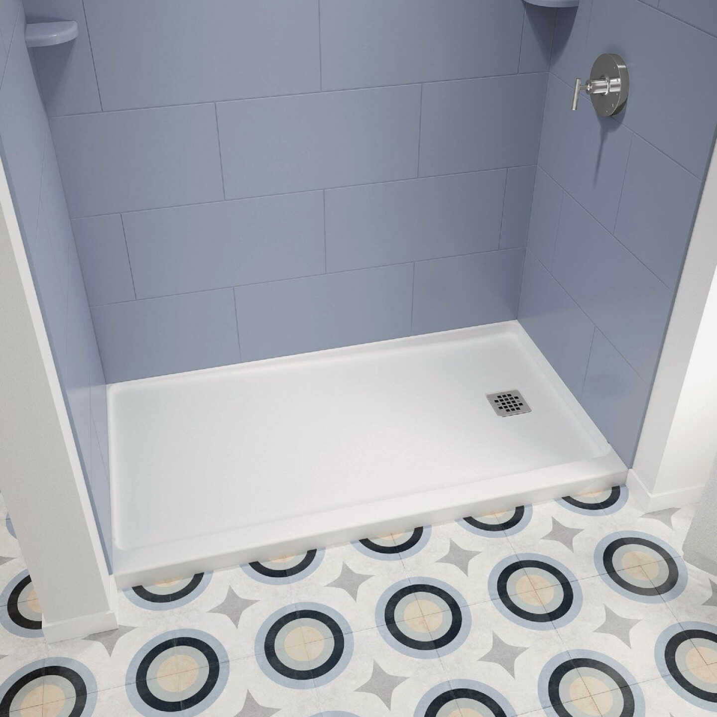 Bootz ShowerCast 6030 60 In. W. x 30 In. D. Right Drain Shower Floor in White Image 3