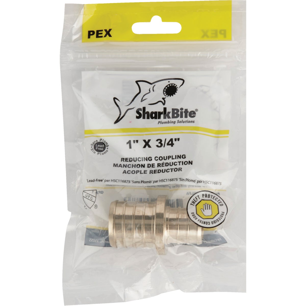 SharkBite Lead-Free Insert 1 In. Barb x 3/4 In. Barb Brass PEX Coupling Image 2