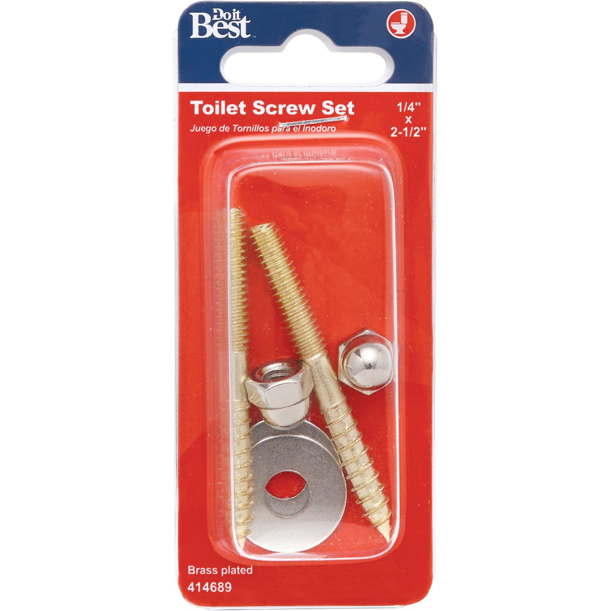 Do it Best 2-1/2 In. x 1/4 In. Brass-Plated Steel Toilet Screws (2 Ct.) Image 2