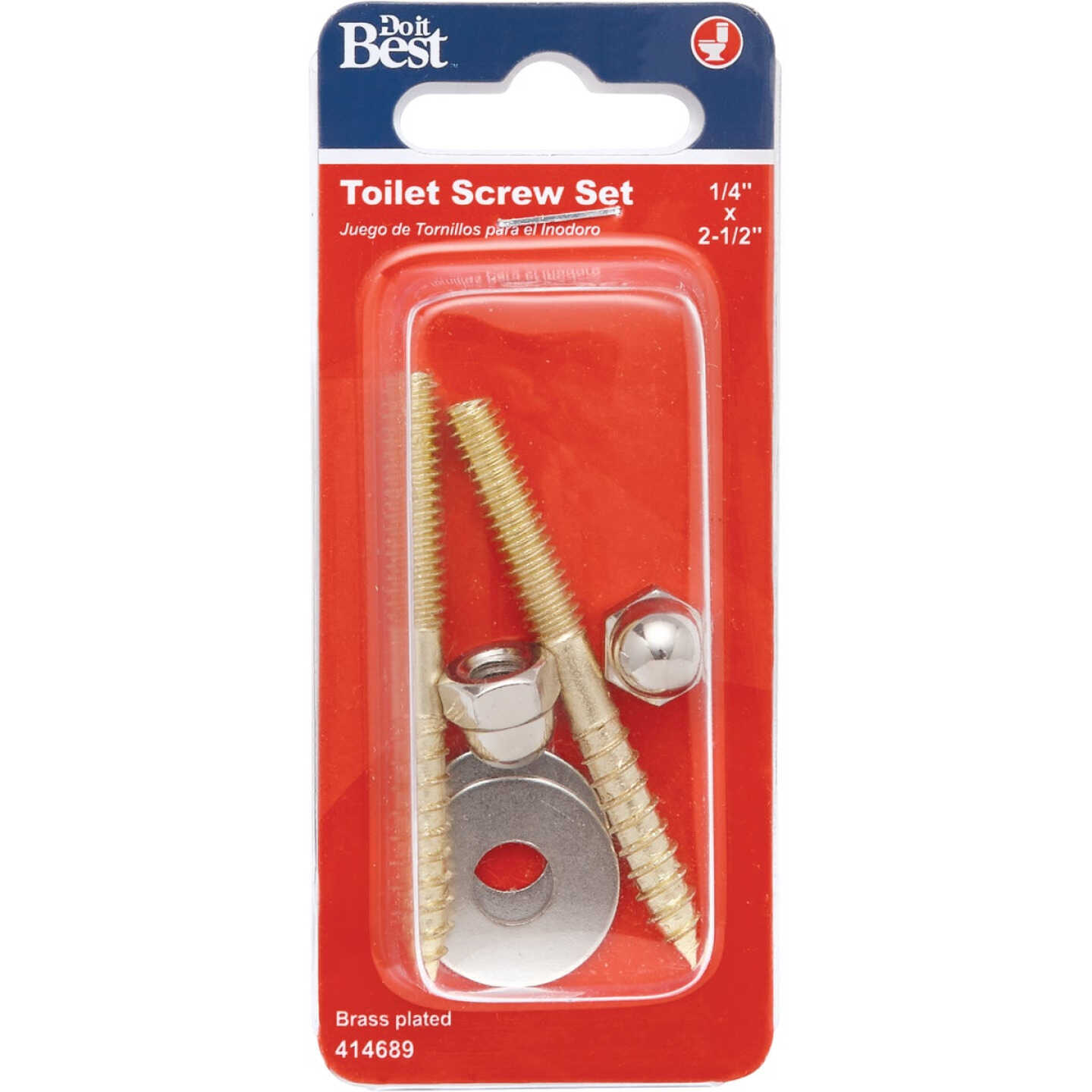 Do it Best 2-1/2 In. x 1/4 In. Brass-Plated Steel Toilet Screws (2 Ct.) Image 2