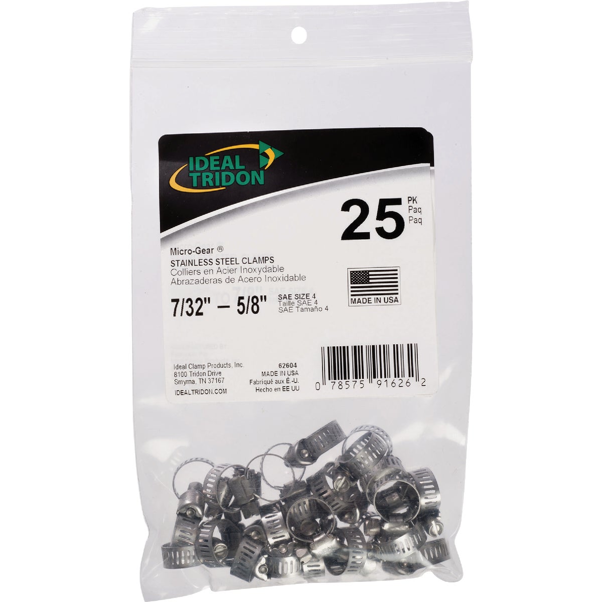 Ideal HY-GEAR 5/16 In. To 5/8 In. Stainless Steel Worm Gear Hose Clamps (25-Piece)