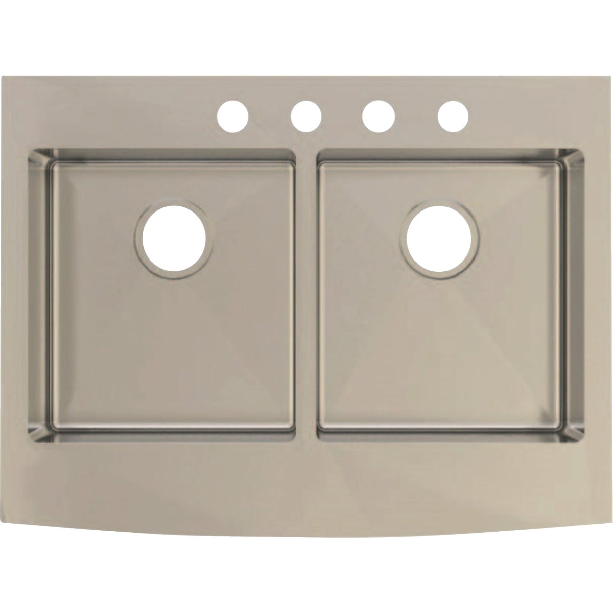 Compass Manufacturing Double Bowl 33 In. x 25 In x 8 In. Stainless Steel Curved Front Apron Farm Sink