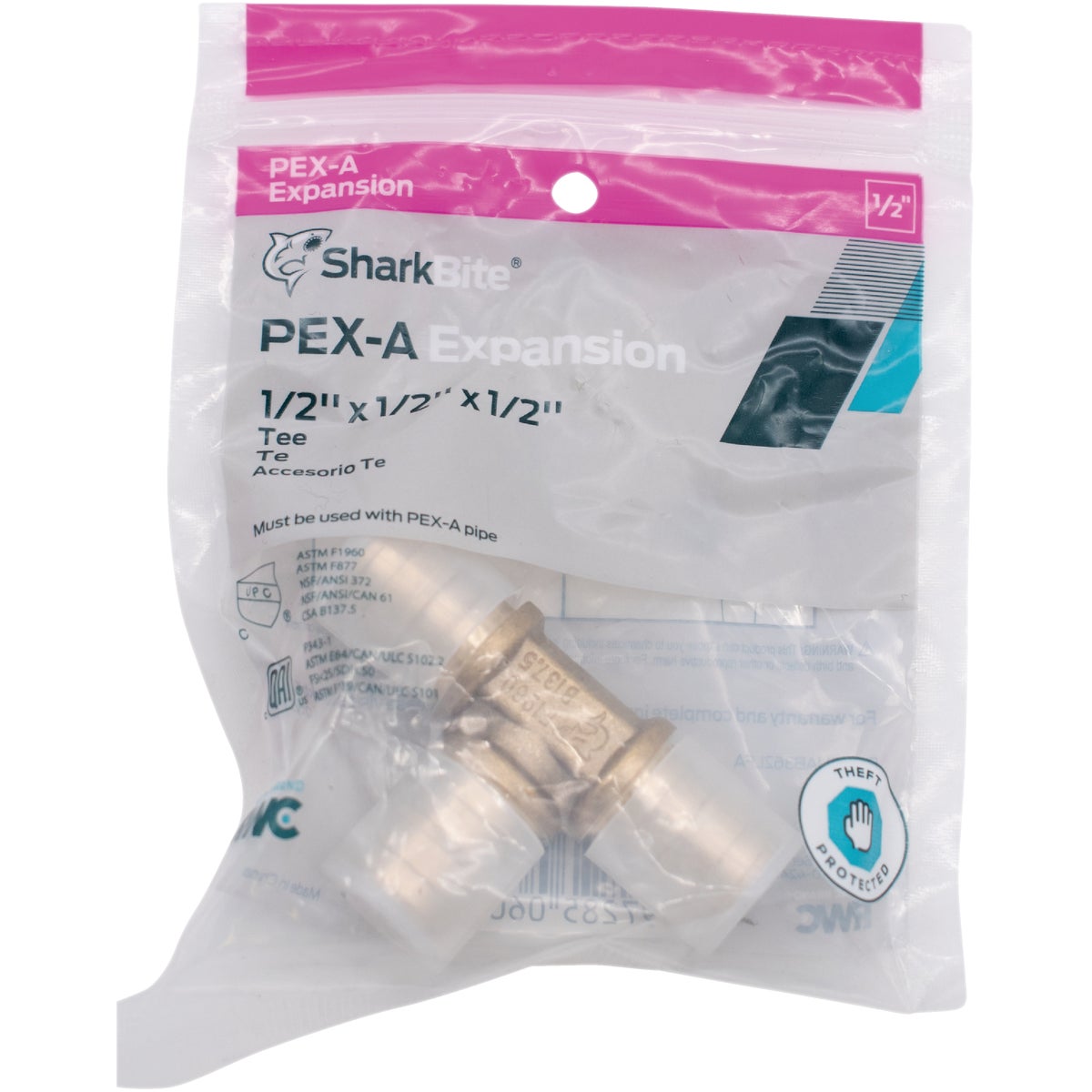 SharkBite PEX-A Brass 1/2 In. x 1/2 In. x 1/2 In. Tee Image 2