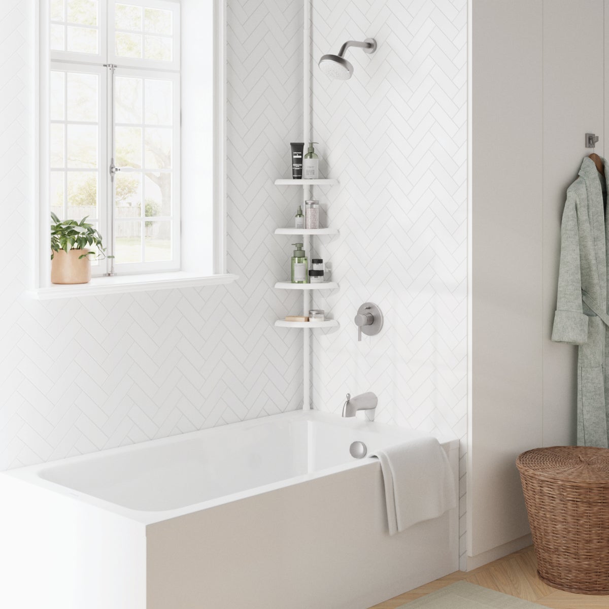 Zenith Zenna Home Plastic 12 In. x 97 In. Shower Caddy Image 4