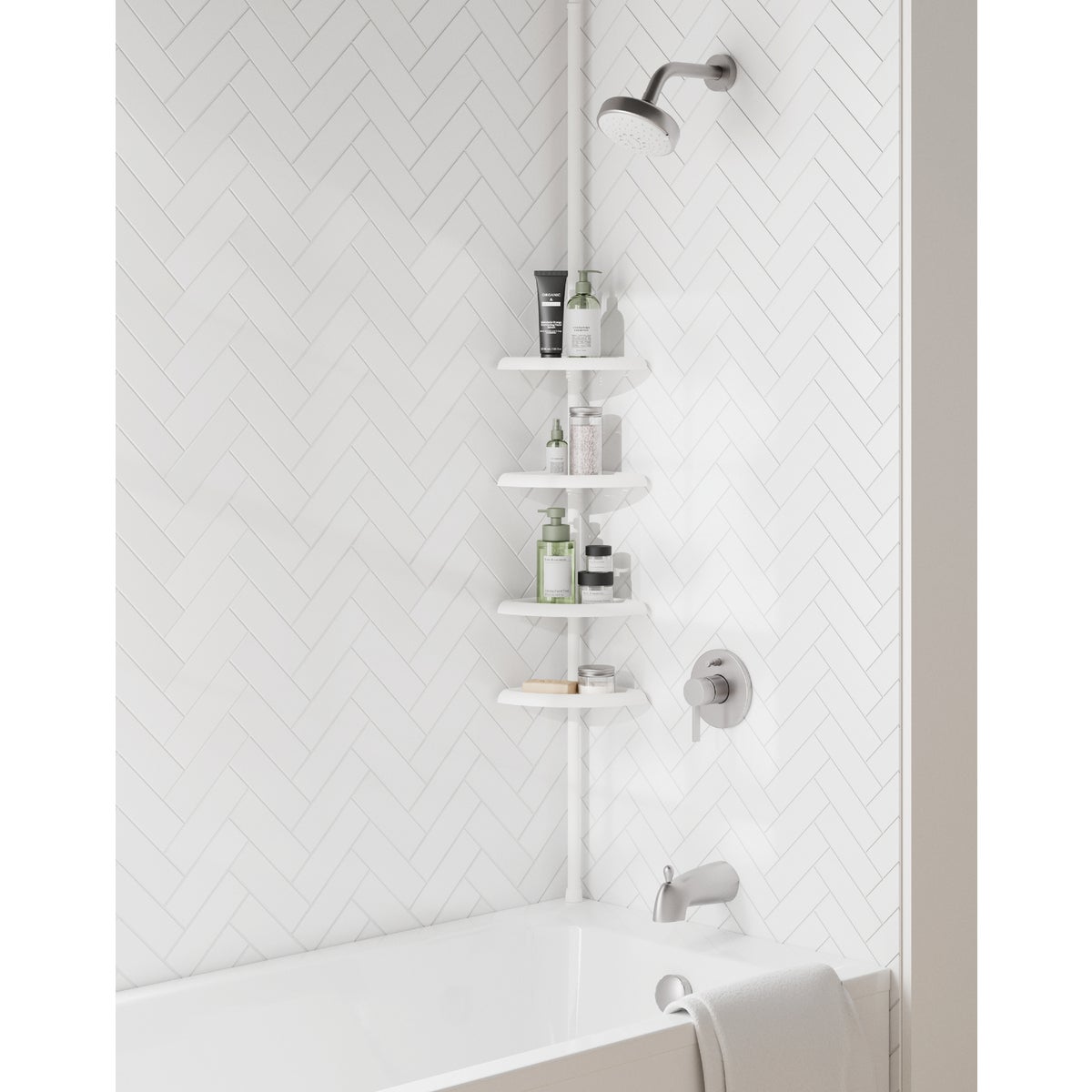 Zenith Zenna Home Plastic 12 In. x 97 In. Shower Caddy Image 3