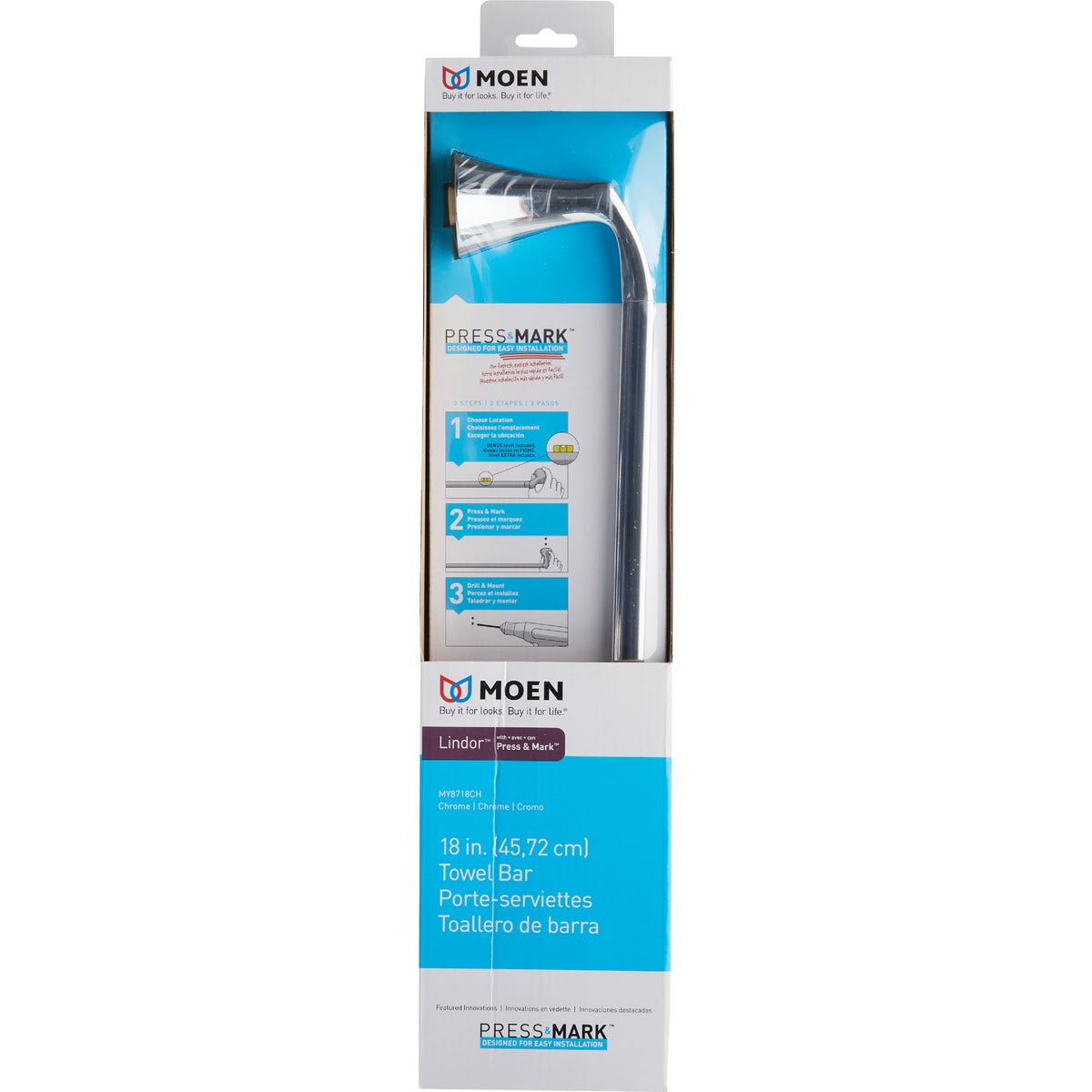 Moen Lindor 18 In. Towel Bar, Chrome Image 3