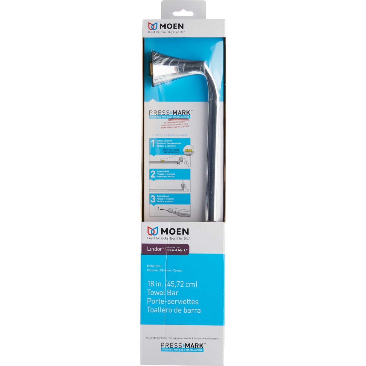 Moen Lindor 18 In. Towel Bar, Chrome Image 3