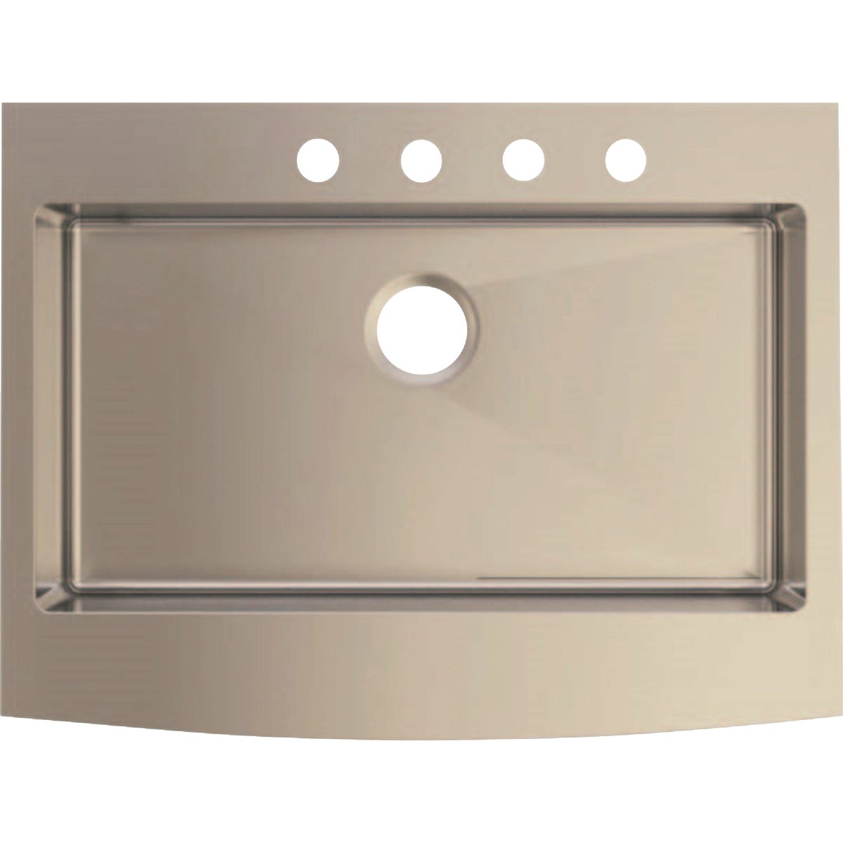 Compass Manufacturing Single Bowl 33 In. x 25 In. x 8 In. Stainless Steel Curved Front Apron Farm Sink