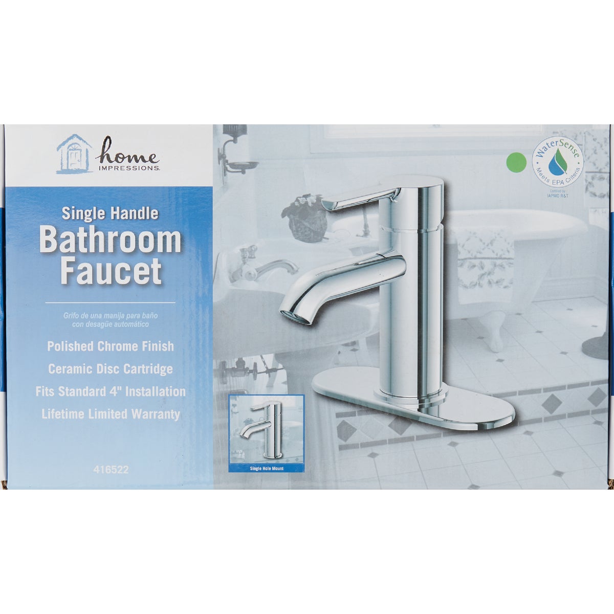 Home Impressions Chrome 1-Handle Lever 4 In. Centerset Monoblock Bathroom Faucet Image 2