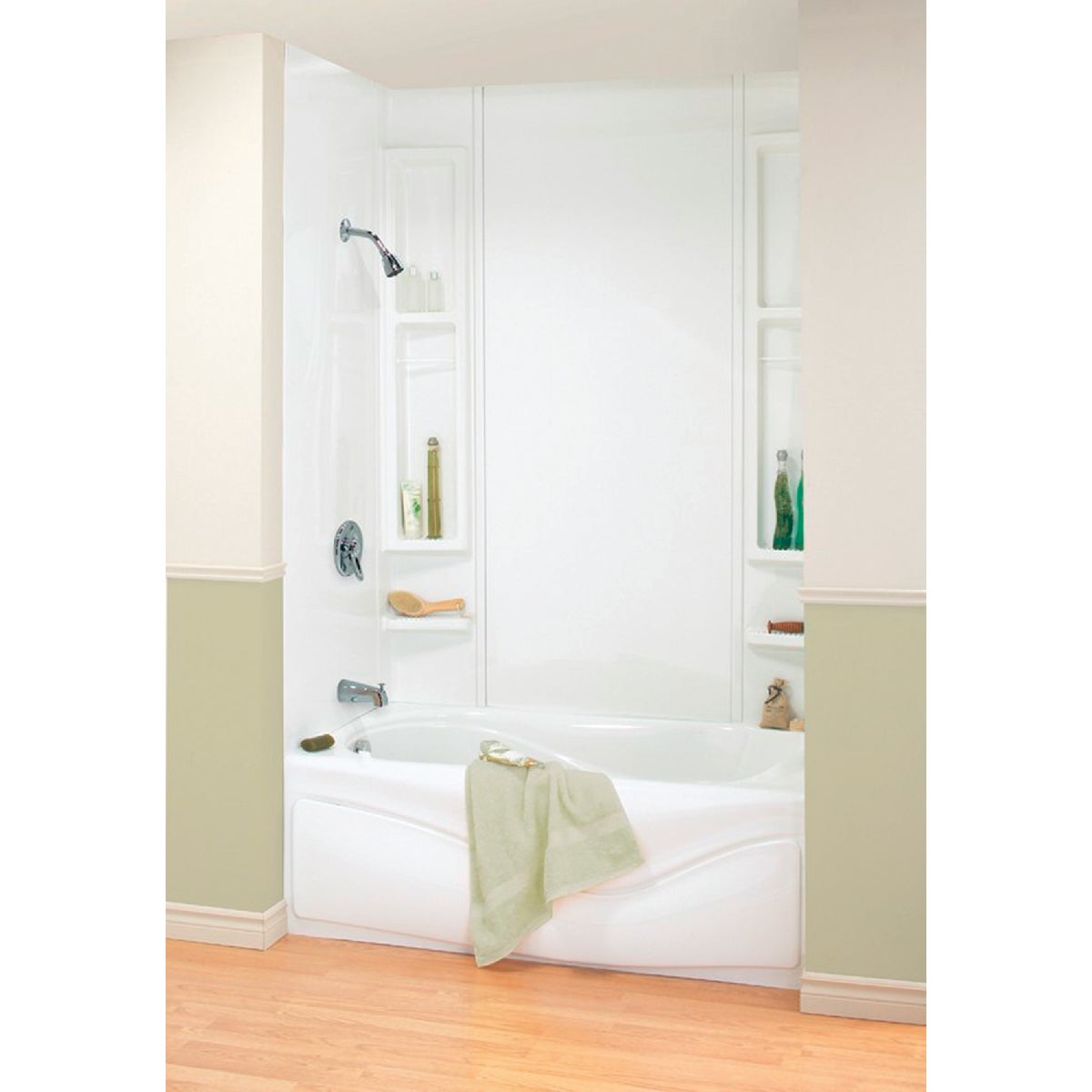 Maax Finesse 61 In. L x 33-1/2 In. W x 80 In. H 5-Piece Glue Up Tub Wall Surround in White Image 2