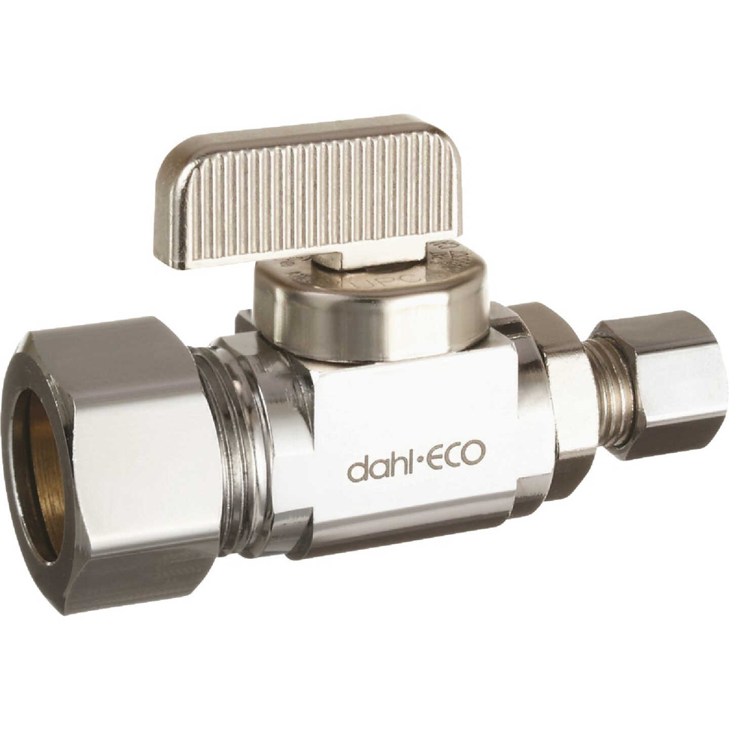 dahl 5/8 In. OD Comp (1/2 In. Nom.) x 1/4 In. OD Comp Straight Plated Supply Stop Image 1