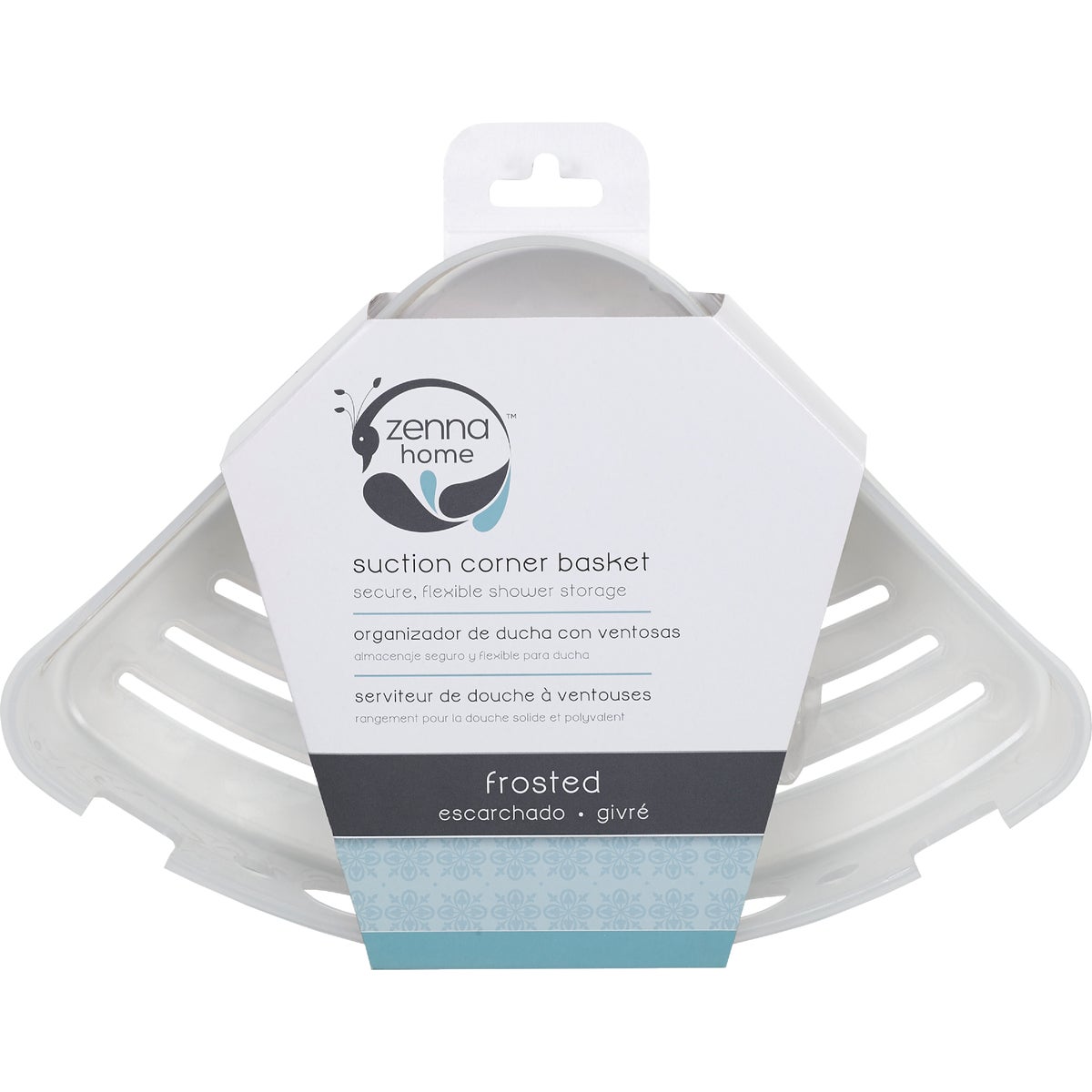 Zenna Home Frosted Finish Suction Corner Bathroom Shelf Image 3