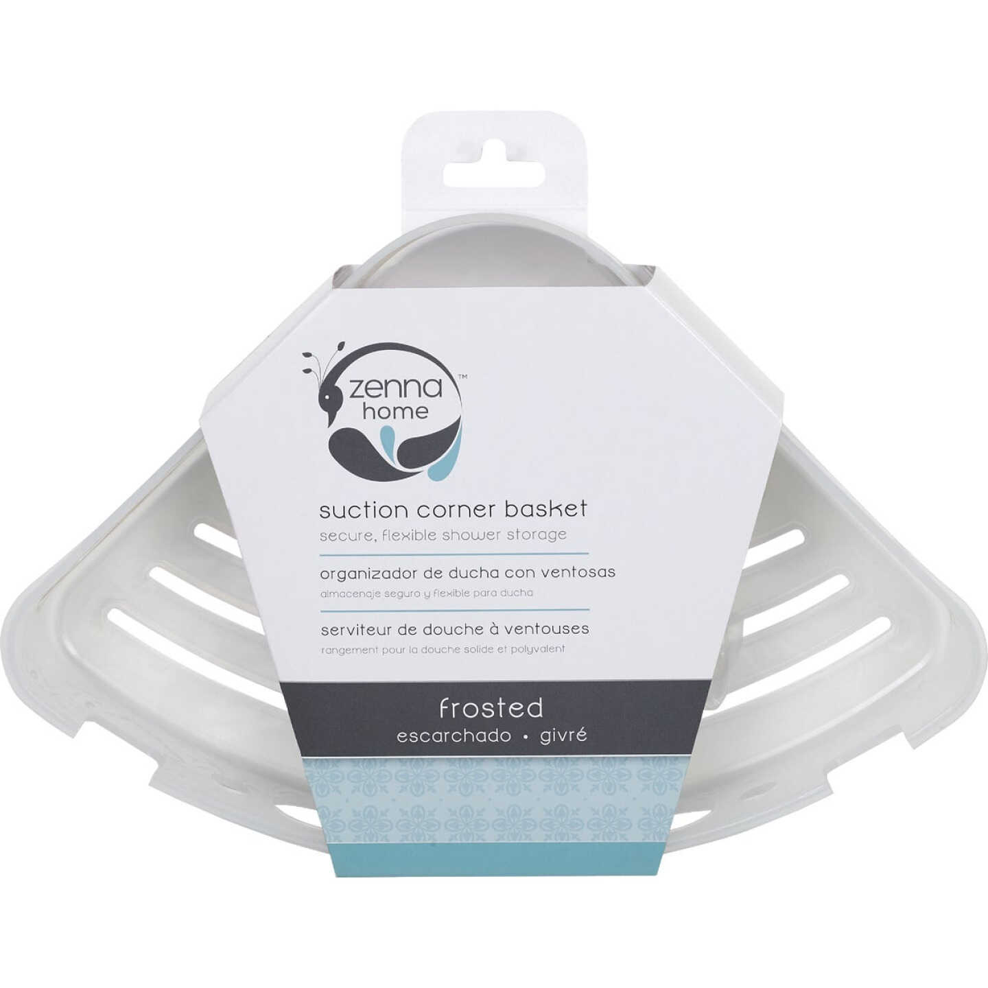 Zenna Home Frosted Finish Suction Corner Bathroom Shelf Image 3