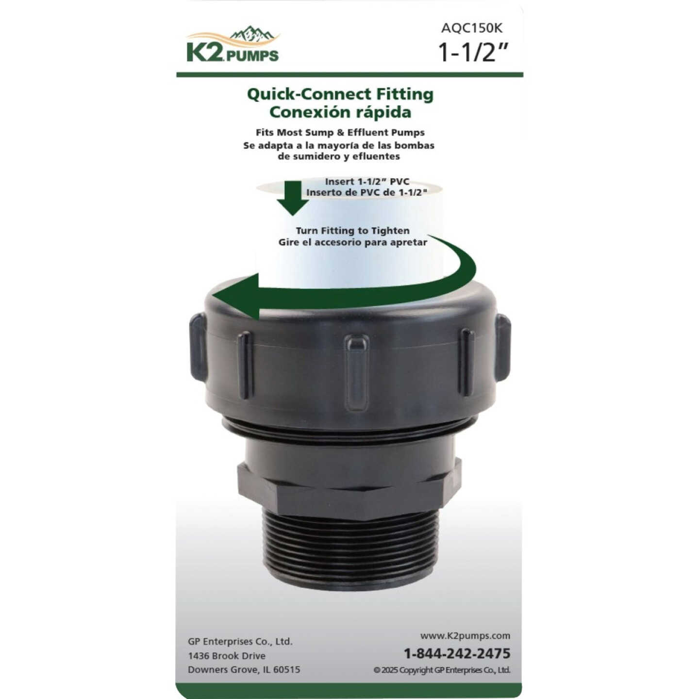 K2 1-1/2 In. Sump & Effluent Pump Quick-Connect Fitting Image 4