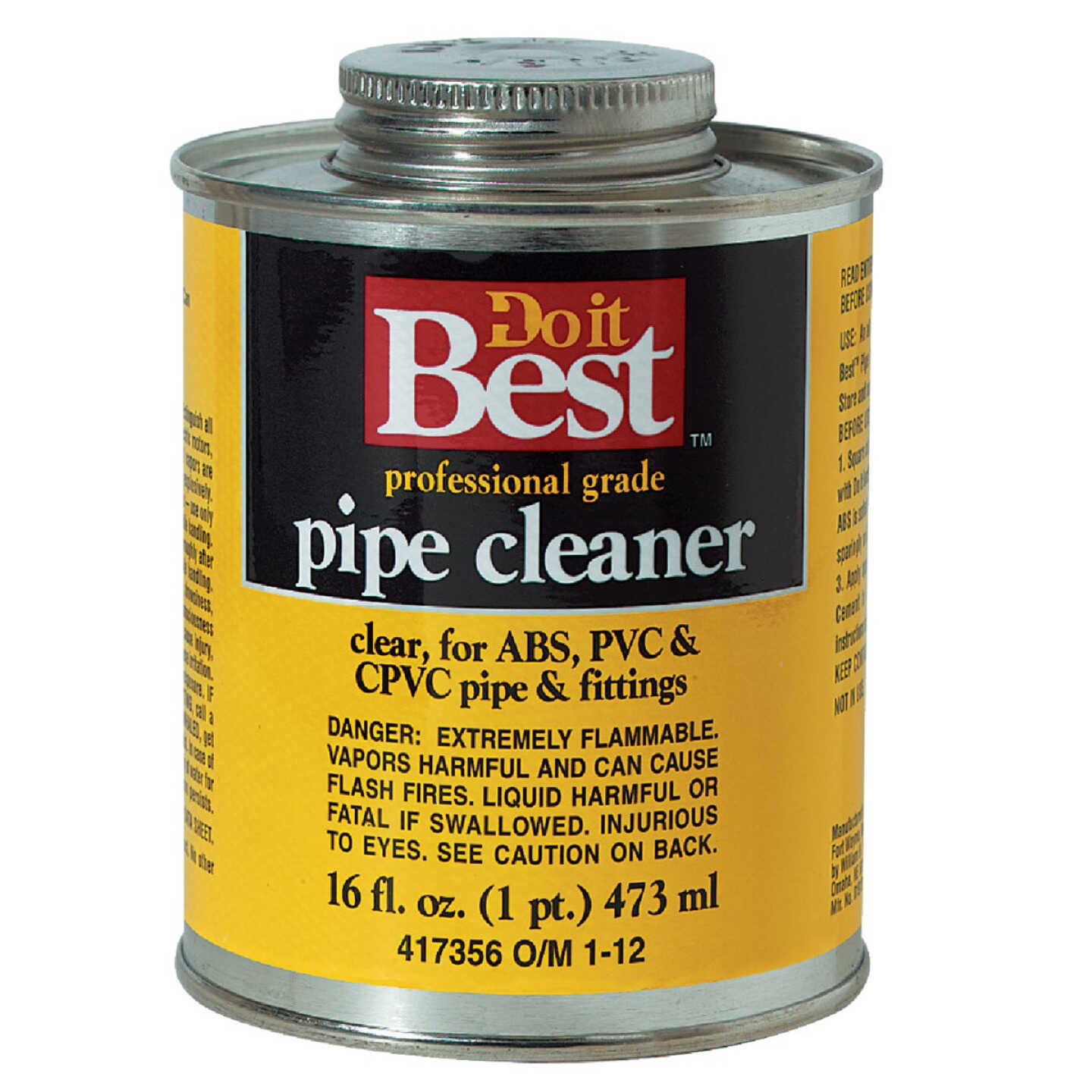 Do it Best 16 Oz. All-Purpose Pipe Clear PVC Cleaner Image 1