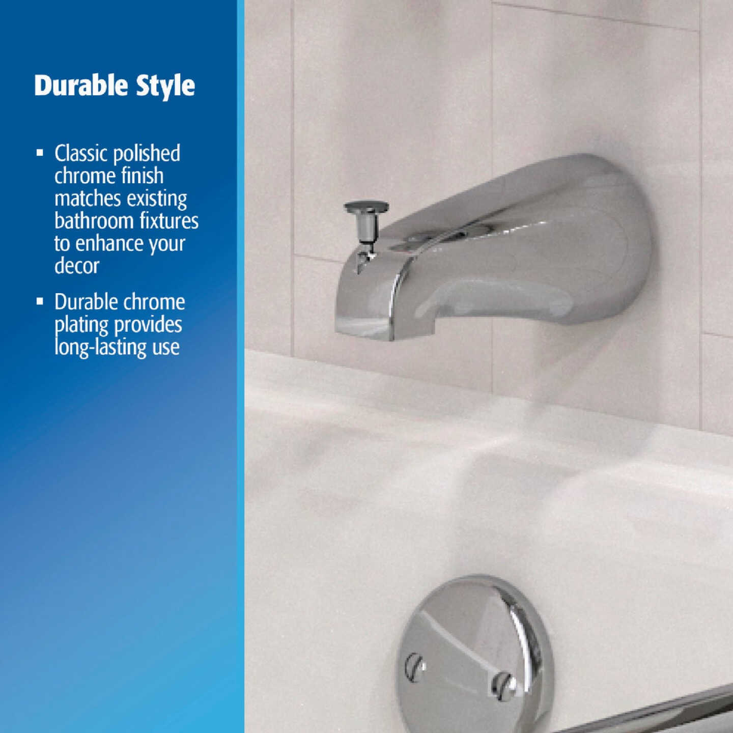 Do it Best Universal Fit Chrome Bathtub Spout with Diverter Image 4