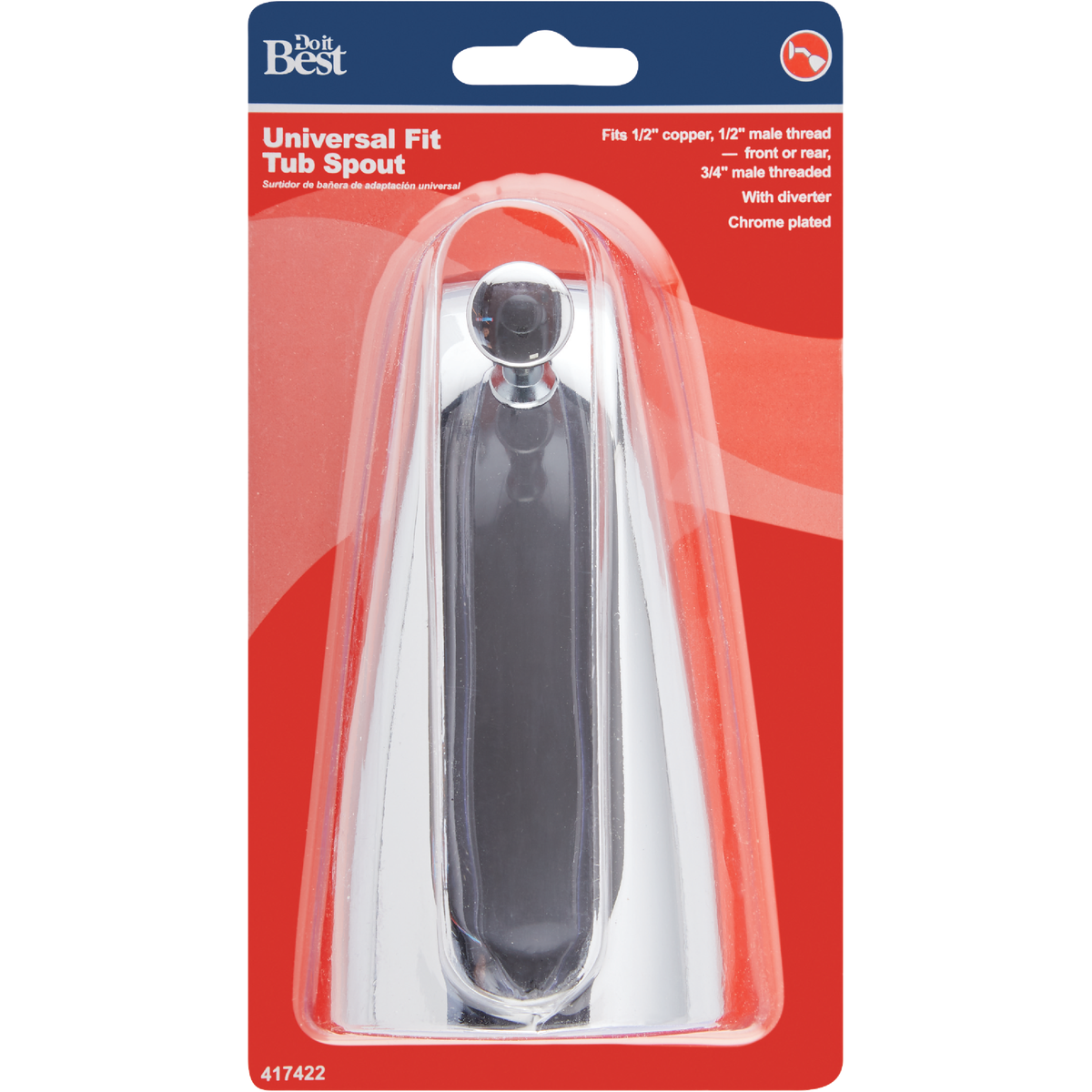 Do it Best Universal Fit Chrome Bathtub Spout with Diverter Image 7