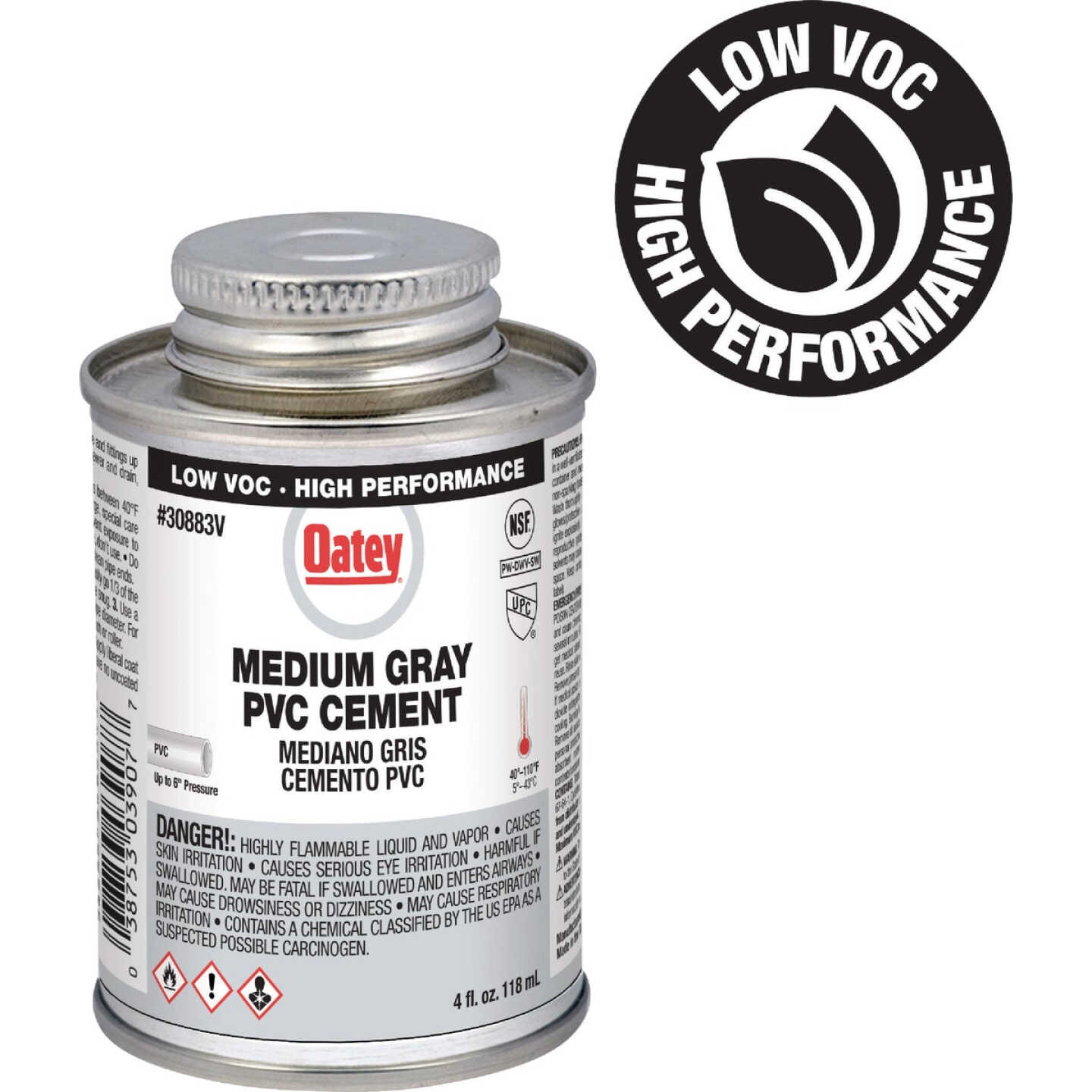 Oatey 4 Oz. Low Voc Gray PVC Cement Image 1