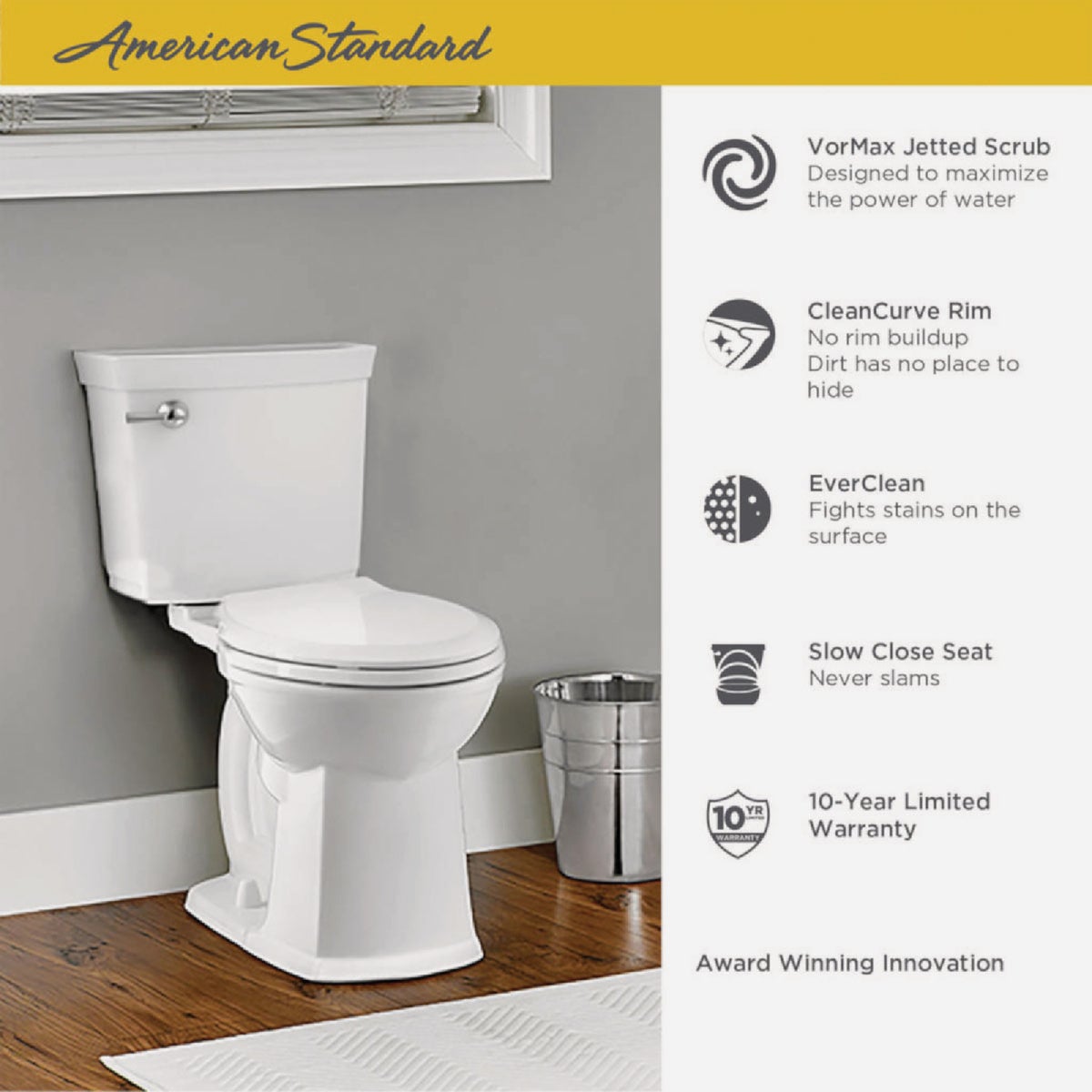 American Standard Astute VorMax Right Height White Elongated Bowl 1.28 GPF Complete Toilet Image 3