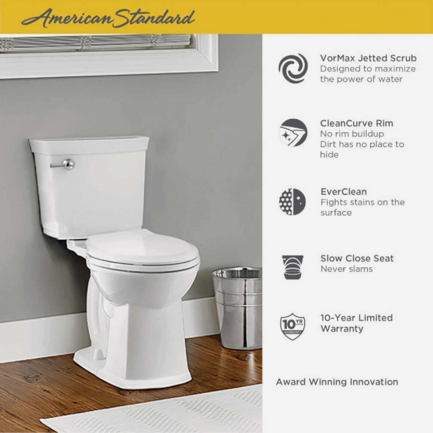 American Standard Astute VorMax Right Height White Elongated Bowl 1.28 GPF Complete Toilet Image 3