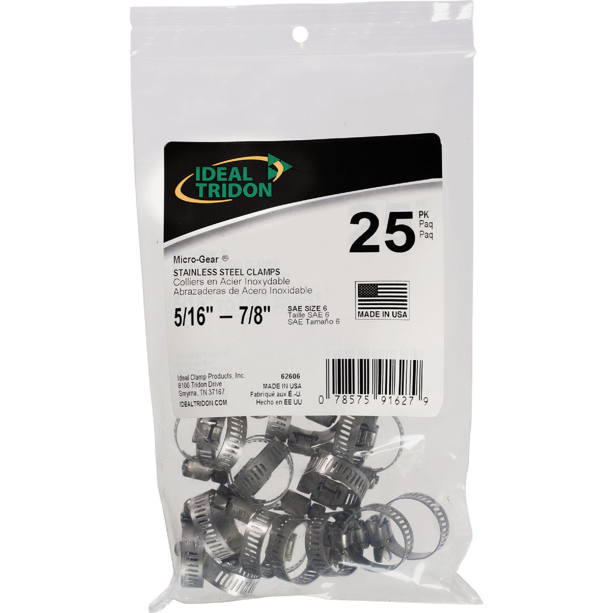 Ideal HY-GEAR 5/16 In. To 7/8 In. Stainless Steel Worm Gear Hose Clamps (25-Piece)