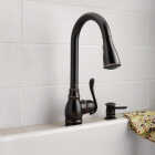 Moen Anabelle 1-Handle Lever Pull-Down Kitchen Faucet with Soap Dispenser, Mediterranean Bronze Image 4
