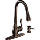 Moen Anabelle 1-Handle Lever Pull-Down Kitchen Faucet with Soap Dispenser, Mediterranean Bronze Image 1