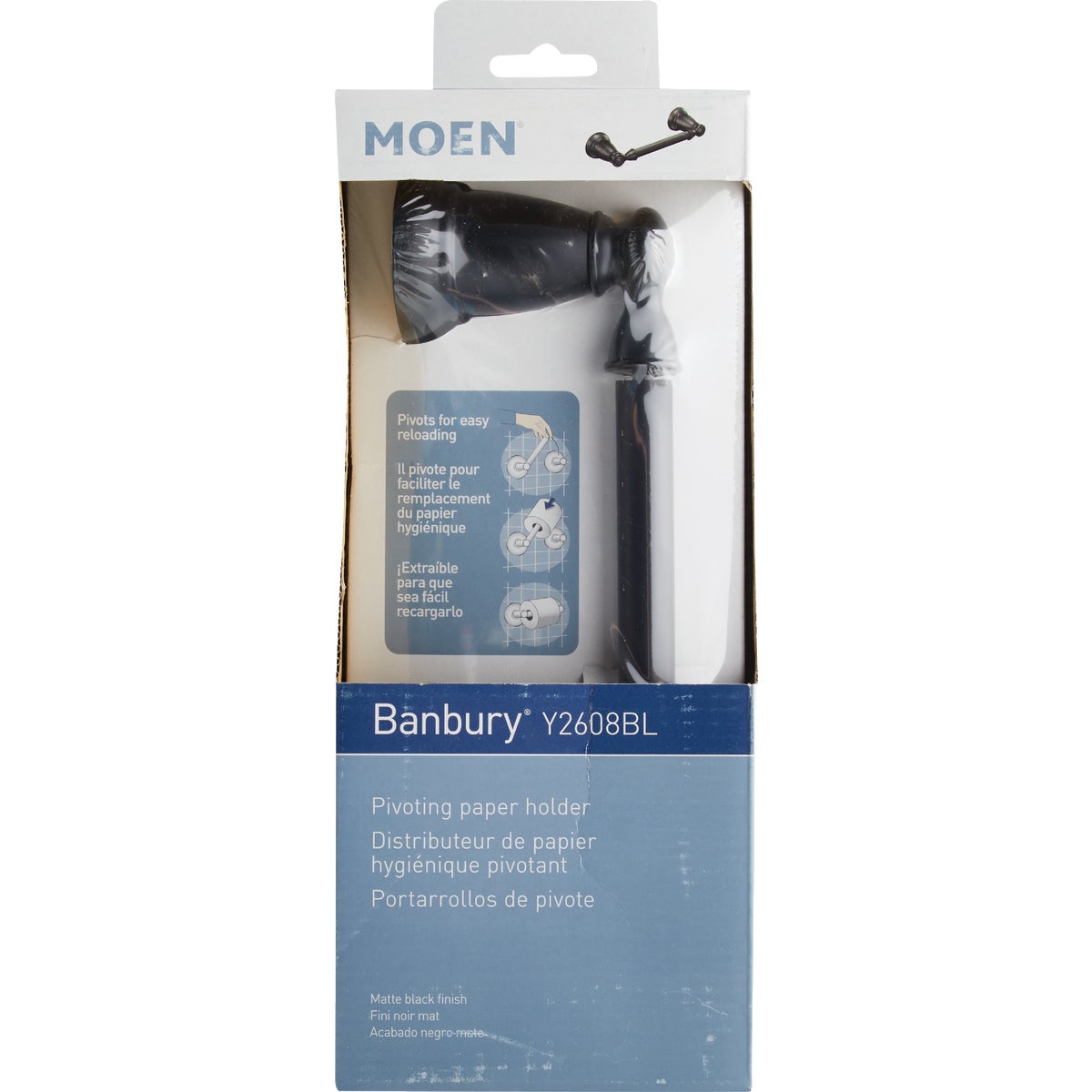 Moen Banbury Pivoting Wall Mount Paper Holder, Matte Black Image 3