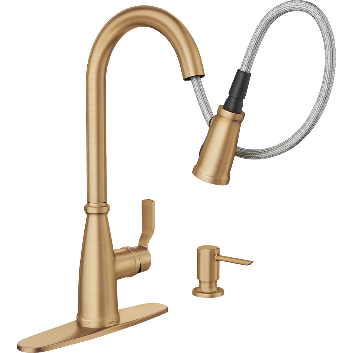 Moen Nolia 1-Handle Pull-Down High Arc Kitchen Faucet, Bronzed Gold Image 4