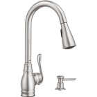 Moen Anabelle 1-Handle Lever Pull-Down Kitchen Faucet with Soap Dispenser, Spot Resist Stainless Steel Image 1
