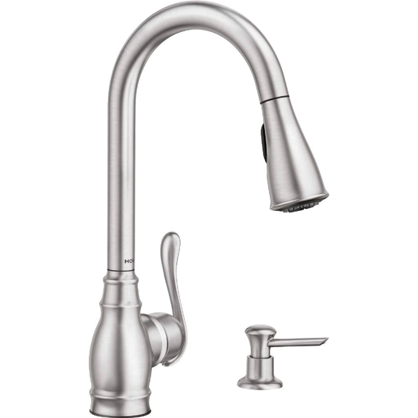 Moen Anabelle 1-Handle Lever Pull-Down Kitchen Faucet with Soap Dispenser, Spot Resist Stainless Steel Image 1