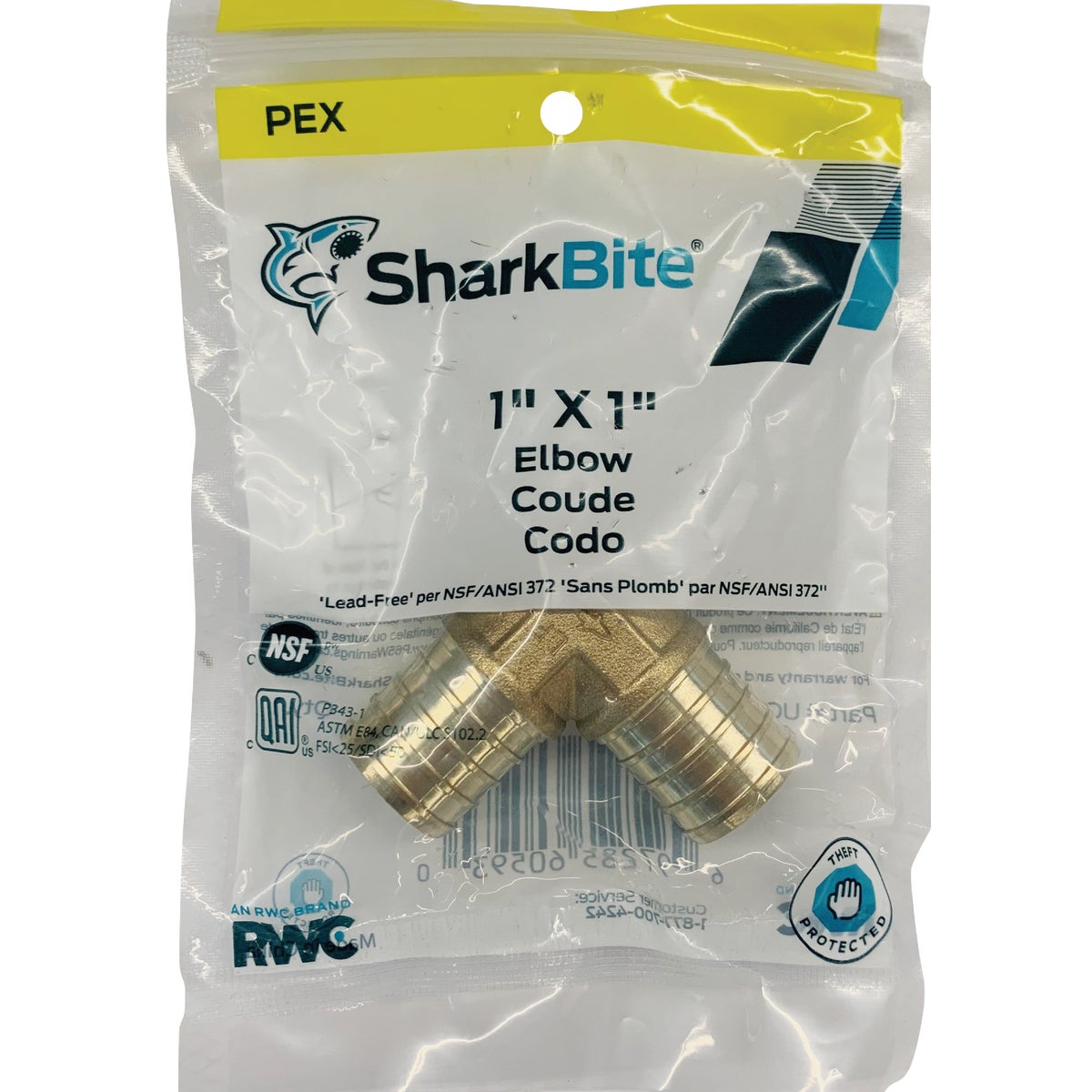 SharkBite 1 In. x 1 In. Barb 90 Deg. Brass PEX Elbow (1/4 Bend) Image 2