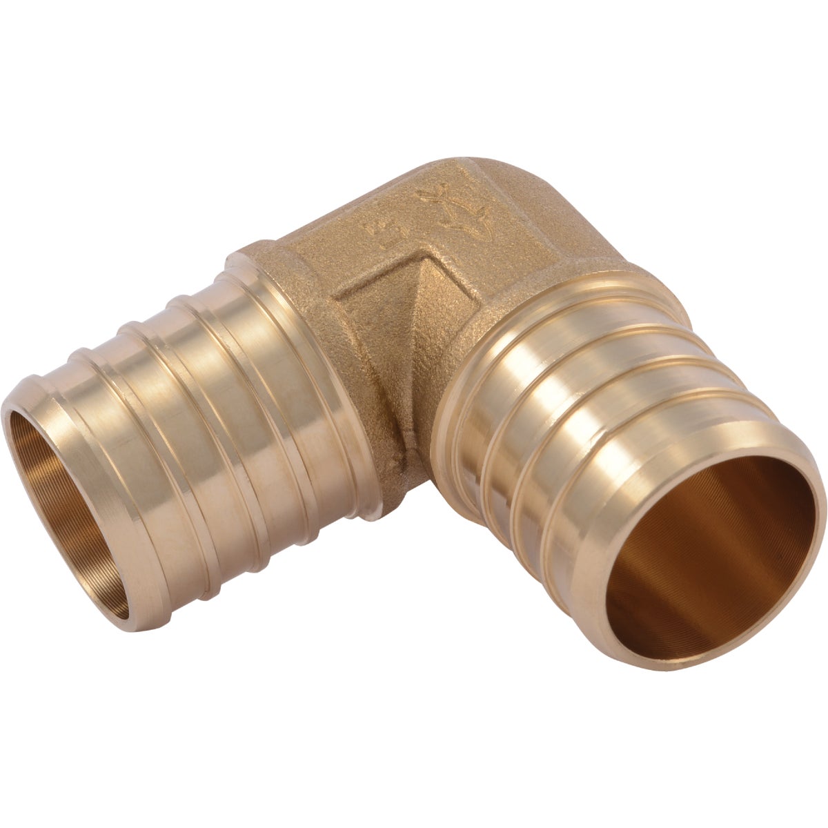 SharkBite 1 In. x 1 In. Barb 90 Deg. Brass PEX Elbow (1/4 Bend)