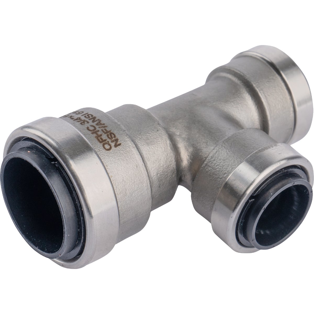 QuickFitting 3/4 In. x 1/2 In. x 1/2 In. Push-to-Connect Stainless Steel Reducing Tee Image 4