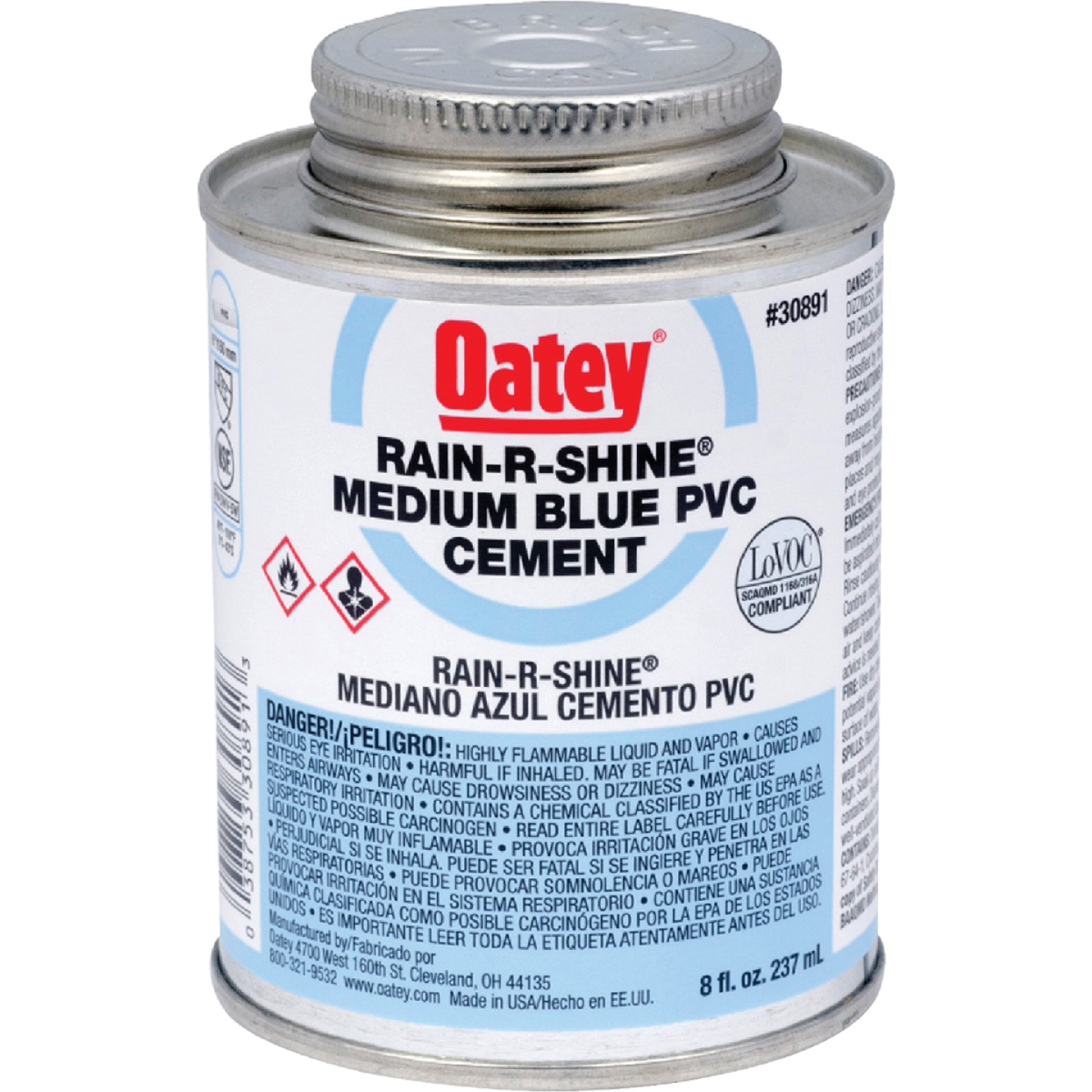 Oatey Rain-R-Shine 8 Oz. Medium Bodied Blue PVC Cement Image 1