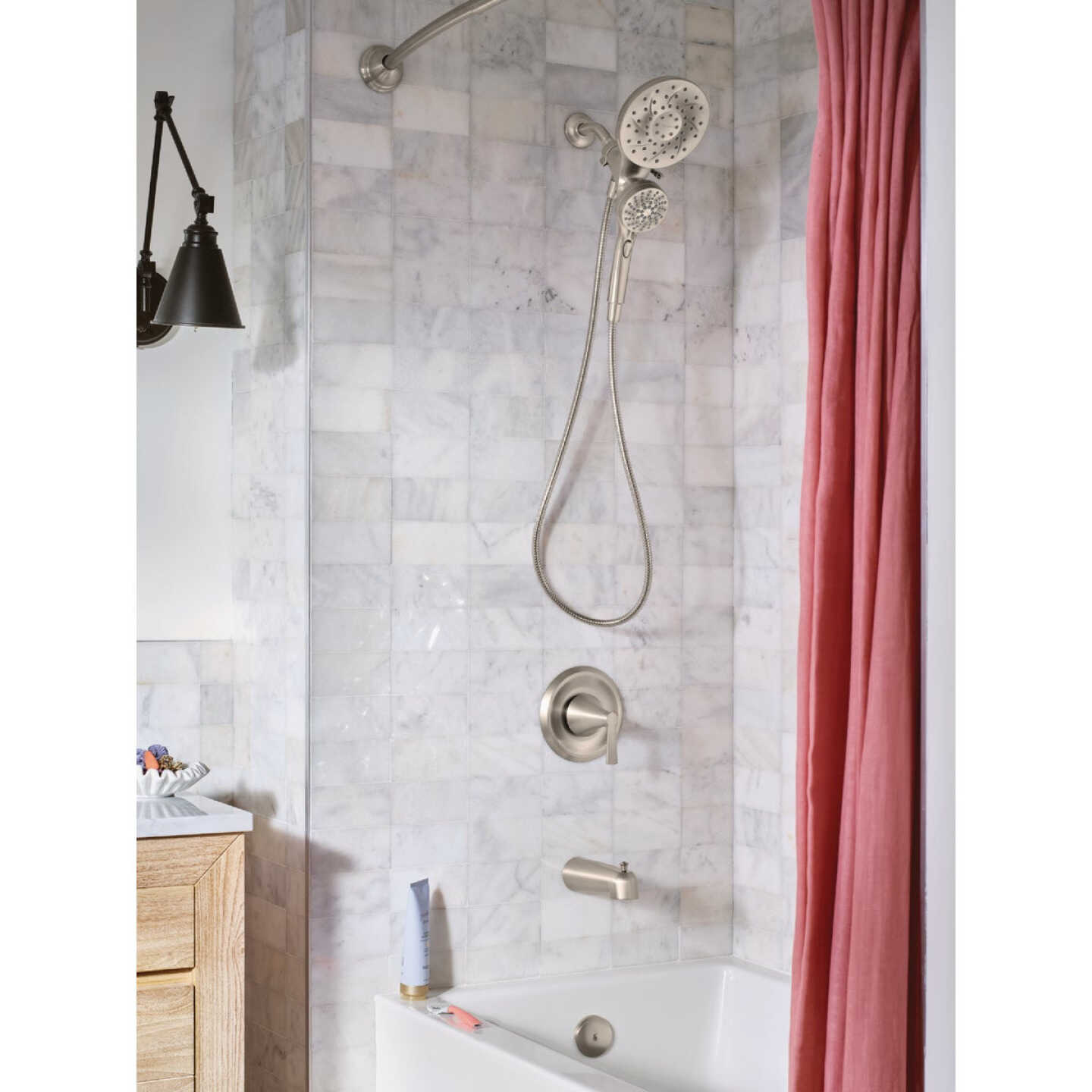Moen Mikah Spot Resist Brushed Nickel 1-Handle Tub & Shower Faucet Image 3