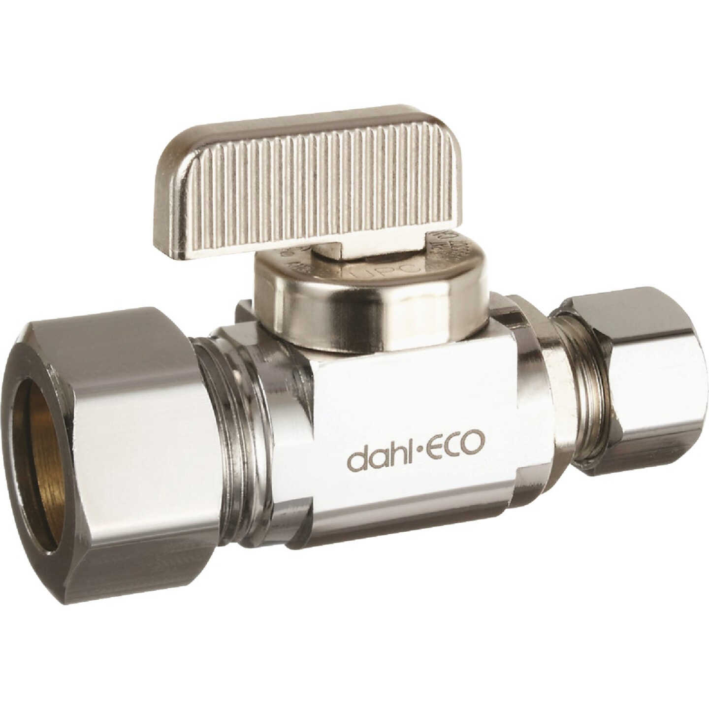 dahl 5/8 In. OD Comp (1/2 In. Nom.) x 3/8 In. OD Comp Straight Plated Supply Stop Image 1