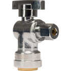 QuickFitting 1/2 In. Push-to-Connect x 1/4 In. O.D. Compression Chrome Plated Brass Quarter-Turn Angle Stop Valve Image 1