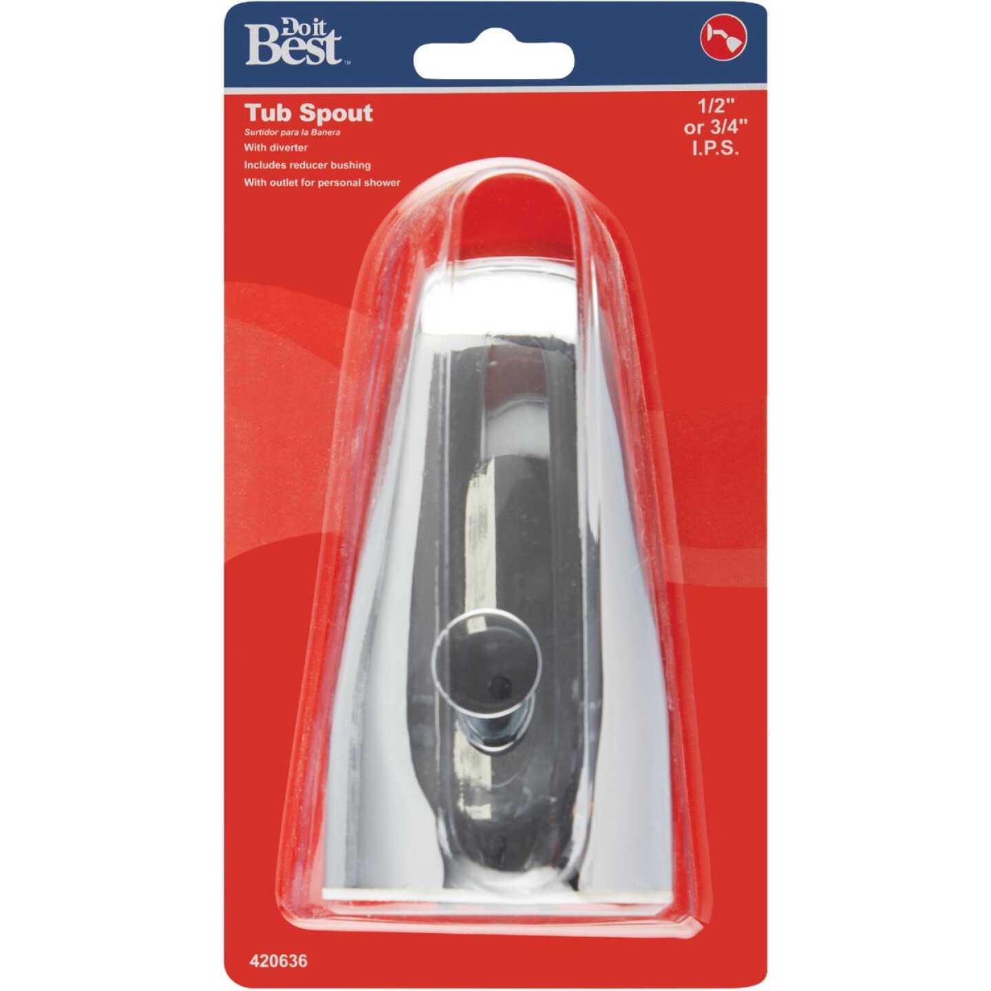 Do it 5-1/2 In. Bottom Mount Chrome Bathtub Spout with Diverter Image 2