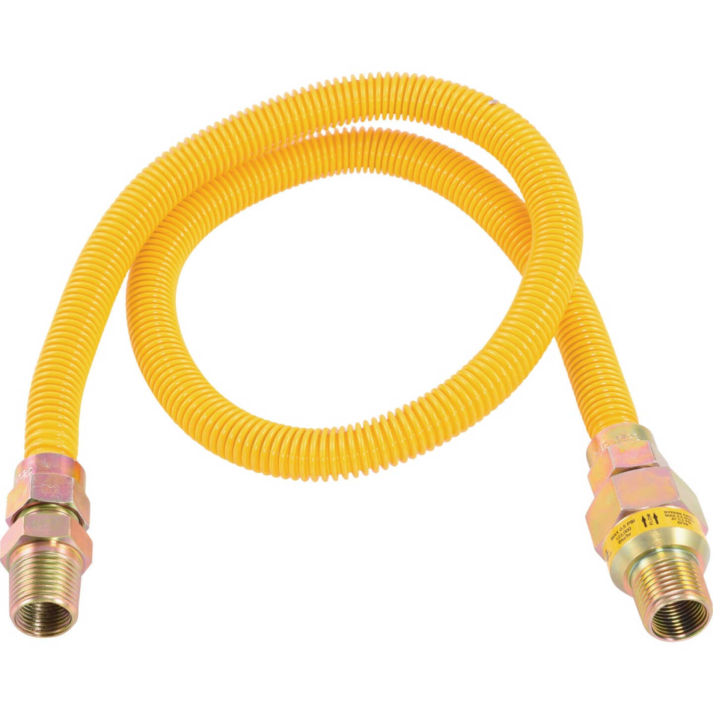 Eastman 1/2 In. OD x 36 In. 1/2 In. MIP (Tapped 3/8 In. FIP) x 1/2 In. MIP (Tapped 3/8 In. FIP) Coated Stainless Steel Gas Connector with ArmorBoost Excess Flow Valve Image 1
